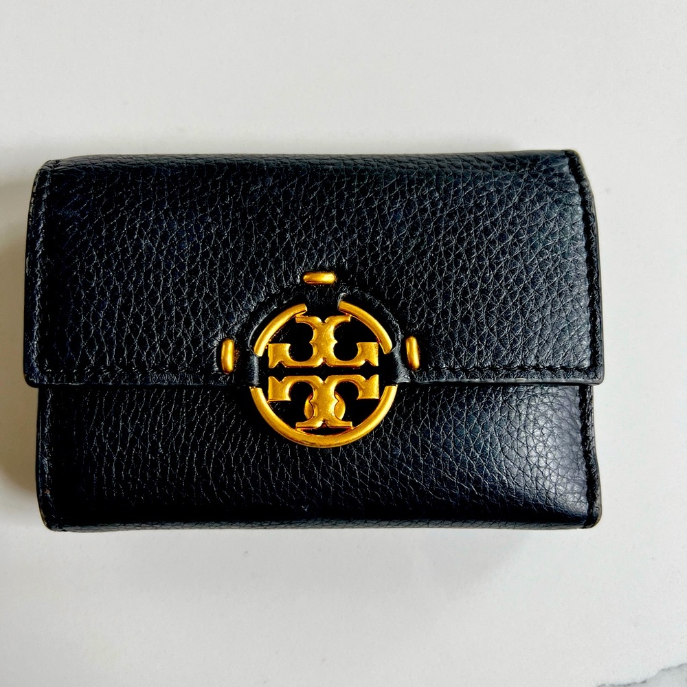Tory Burch Medium Miller Trifold Leather Wallet Gem